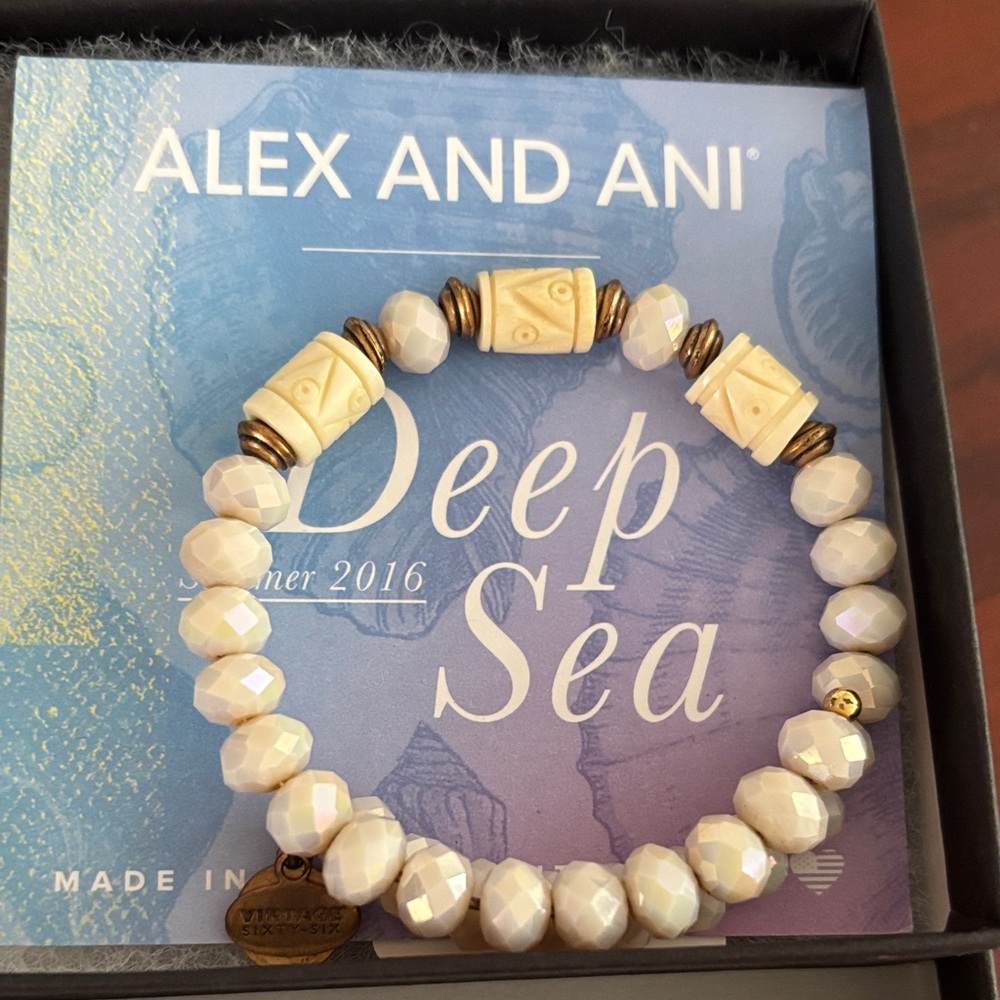 Alex and Ani Ivory and Gold Beaded Bracelet
